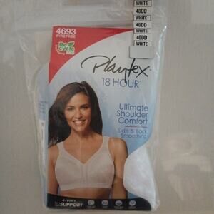 Playtex Bra 18 Hour Ultimate Shoulder Comfort Wirefree Wide Straps 40DD White
